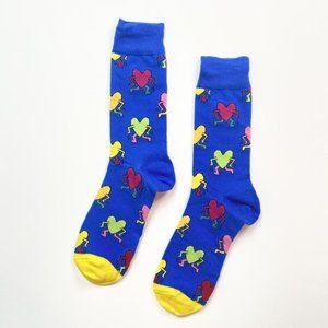 NEW Keith Haring Socks:Blue with Dancing Hearts